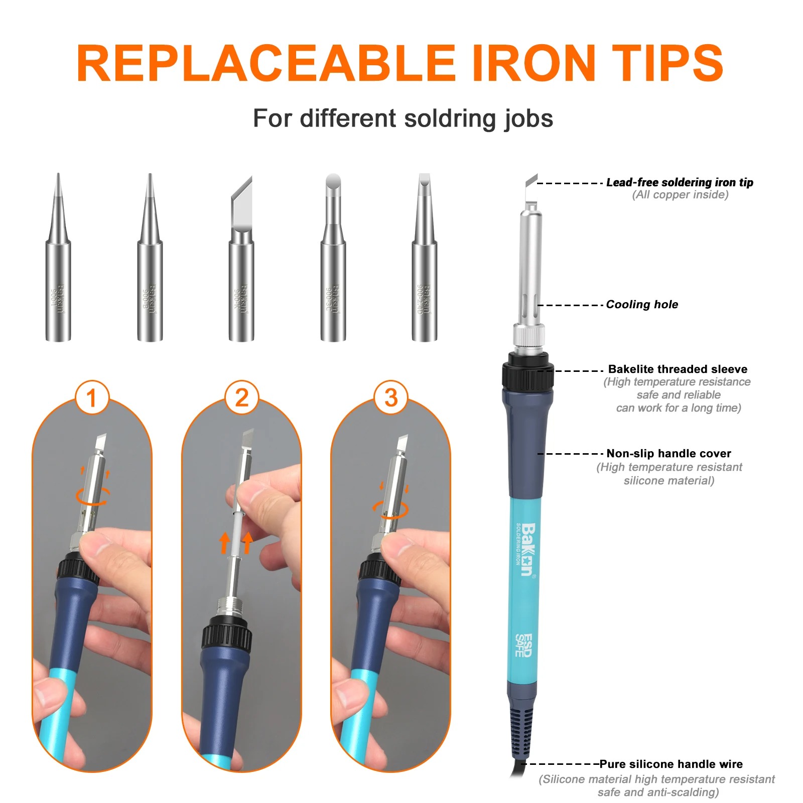 Bakon BK969 90W Soldering Stat - Soldering Iron Temperature Probe review and price